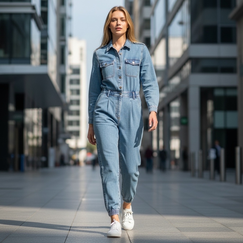🌻VINTAGE Bill Blass 80s/90s Denim Utility Workwear Coverall Jumpsuit Size M
